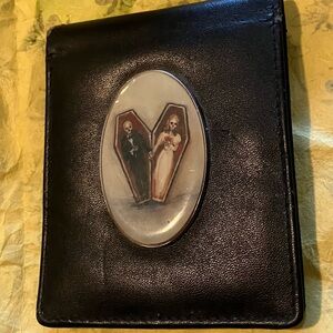 Black Wallet with Skeleton Couple Design
